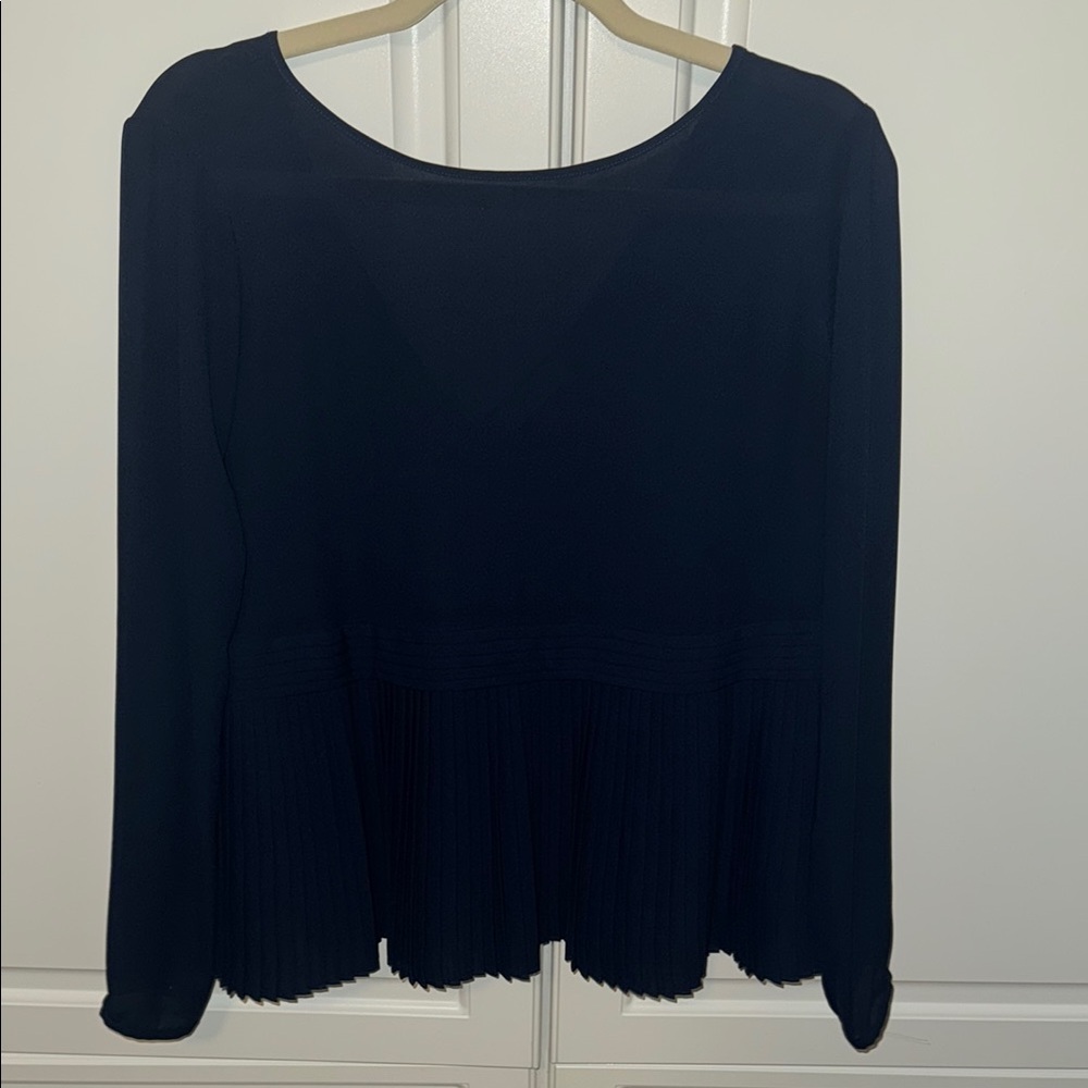 ba&sh Elegant Navy Pleated Top
